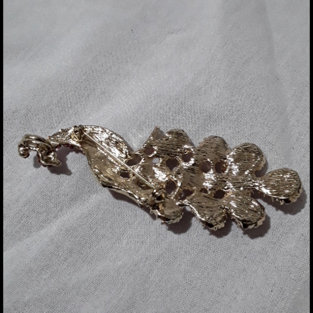 New pink rhinestone peacock brooch pendant - Picture 3 of 3